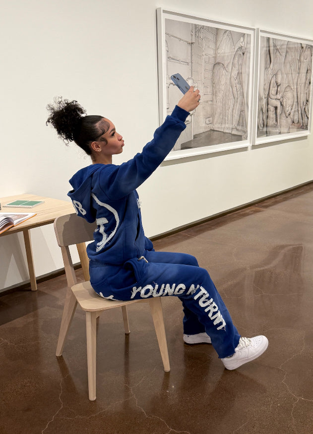 BLUE YOUNG N TURNT UNIVERSITY JUMPSUITS