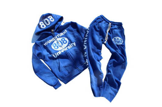 BLUE YOUNG N TURNT UNIVERSITY JUMPSUITS